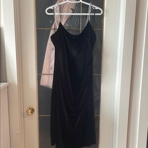 Elegant Black Dress with Chain Straps